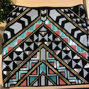 Black and colored sequin mini skirt